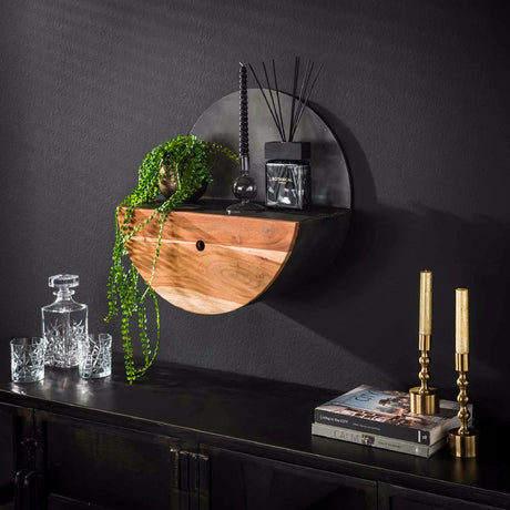 Wall Shelf Enzo HomeHaven Black Acacia wood Nnb