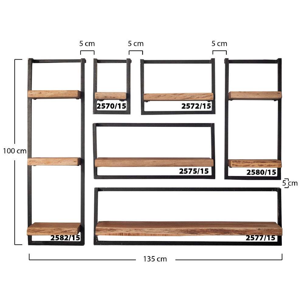 Wall Shelf Elio HomeHaven Brown LxBxH 32x24x12 Acacia wood Nnb