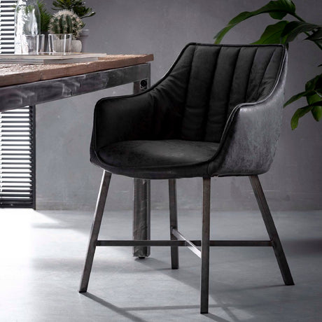 Dining Chair Luigi HomeHaven Black LxBxH 64x61x58 Artificial leather Nnb