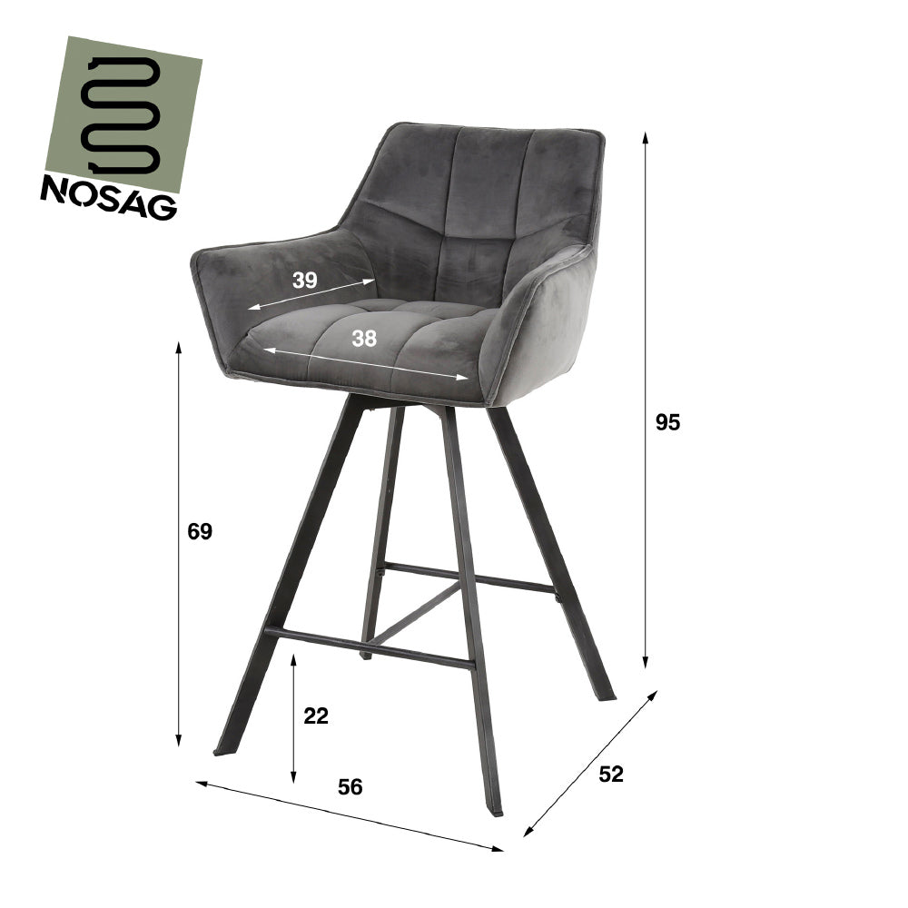 Bar Stool Baxter HomeHaven Anthracite LxBxH 72x65x8 Fabric Nnb