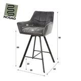 Bar Stool Baxter HomeHaven Anthracite LxBxH 72x65x8 Fabric Nnb