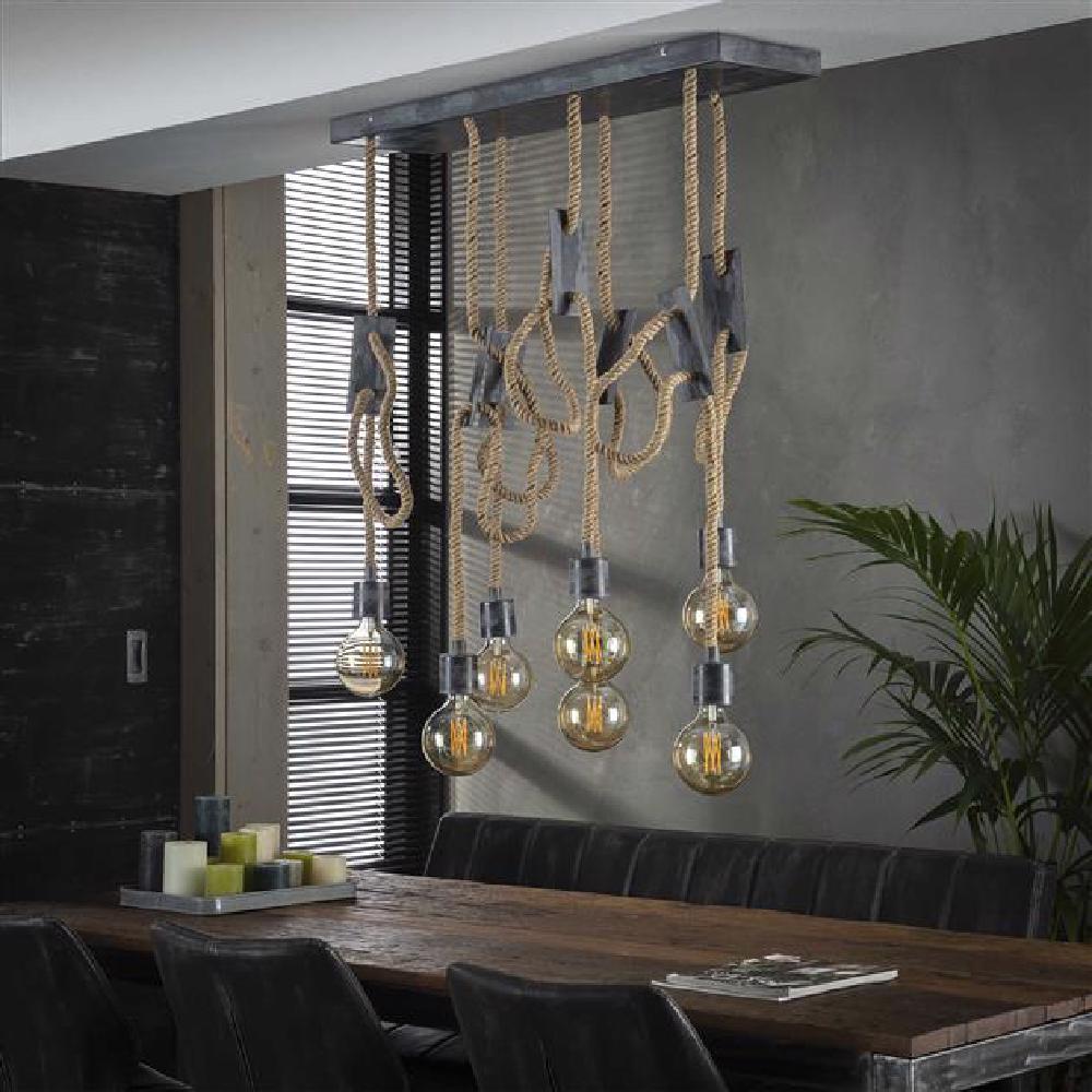 Pendant Light Rowan HomeHaven Grey LxBxH 94x30x17 Rope Nnb